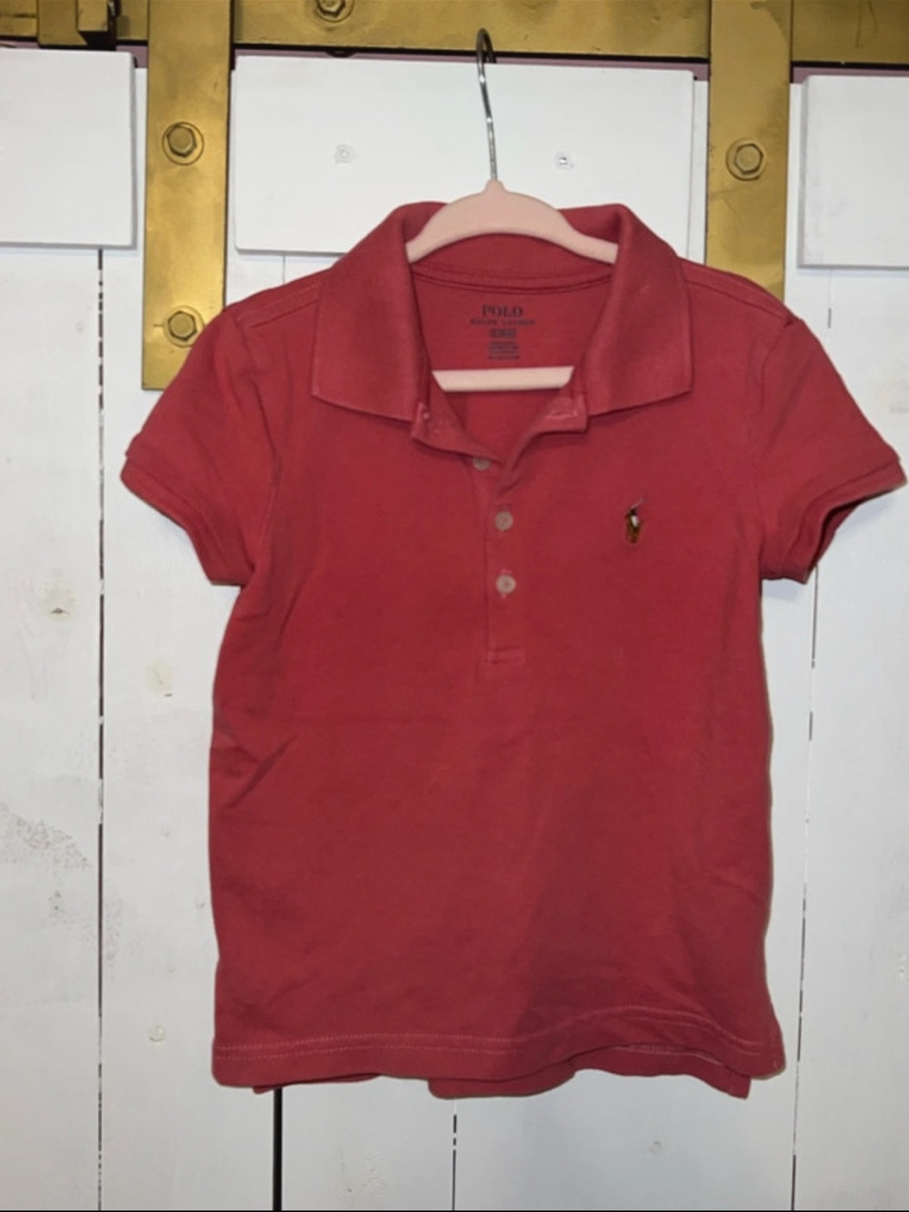 Polo Ralph Lauren Girls Coral Short-Sleeve Polo Shirt (Size 5 / 5T)